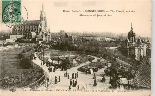 AK / Ansichtskarte  Bonsecours__Bon-Secours_Peruwelz_Belgie Eglise et le Monument de Jeanne d'Arc