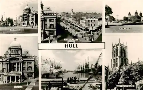 AK / Ansichtskarte  Hull__UK Victoria Square Paragon Street Dock Offices City Hall King George Dock Holy Trinity Church