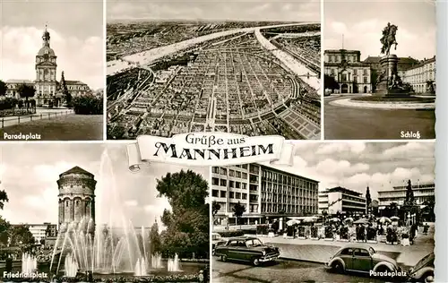 AK / Ansichtskarte  Mannheim Paradeplatz Fliegeraufnahme Schloss Friedrichsplatz Paradeplatz