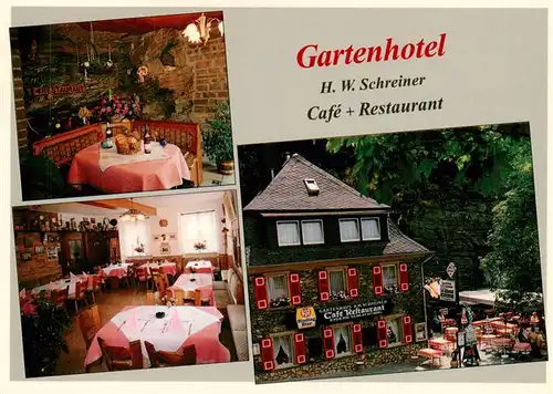 AK / Ansichtskarte  Kamp-Bornhofen_Rhein Gartenhotel Schreiner Gastraeume Terrasse