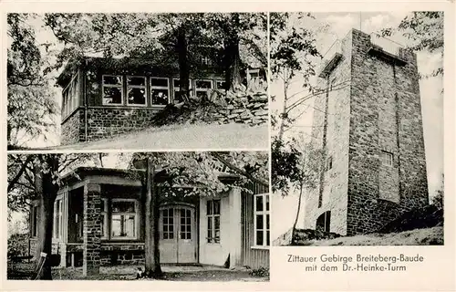 AK / Ansichtskarte  Breiteberg_Hainewalde Zittauer Gebirge Breiteberg Baude mit dem Dr Heinke Turm