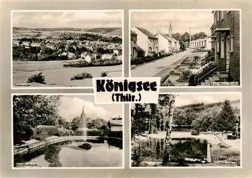 AK / Ansichtskarte  Koenigsee_Thueringen Panorama Karl Marx Strasse Goldfischteich Waldbad