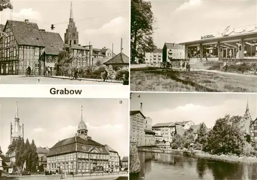 AK / Ansichtskarte  Grabow_Mecklenburg Steindamm Einkaufszentrum Rathaus An der Elbe