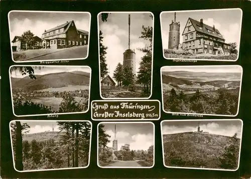 AK / Ansichtskarte 73907547 Grosser_Inselsberg_Brotterode_Thueringen Berggasthof Stoehr Tabarz Aussichtsturm Jugendherberge Blick nach Brotterode Panorama