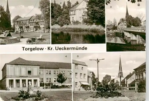 AK / Ansichtskarte 73907549 Torgelow_See Markt Kindergarten Ueckerbruecke Postamt Clara Zetkin Strasse