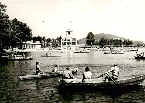 AK / Ansichtskarte  Grossschoenau_Sachsen Waldstrandbad Ruderboot