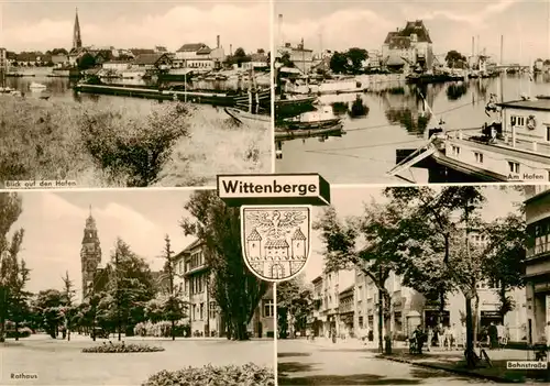 AK / Ansichtskarte  Wittenberge_Prignitz Blick auf den Hafen Rathaus Bahnstrasse