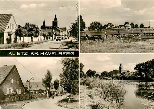 AK / Ansichtskarte 73907643 Klietz Ortsansicht mit Kirche Partie am Wasser