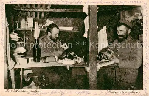 AK / Ansichtskarte  Militaria_Schuetzengraben Gruesse von daheim