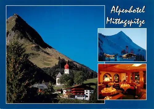 AK / Ansichtskarte  Damuels_Vorarlberg_AT Alpenhotel Mittagspitze Gaststube Kirche