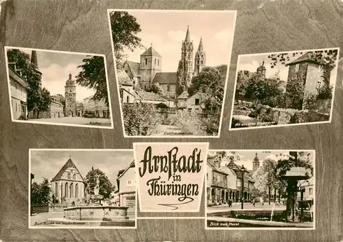 AK / Ansichtskarte  Arnstadt_Ilm Riedtor Bach Kirche mit Hopfenbrunnen Liebfrauenkirche An der alten Stadtmauer Markt Brunnen