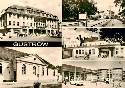 AK / Ansichtskarte 73907760 Guestrow_Mecklenburg_Vorpommern Hotel Stadt Guestrow Ernst Barlach Theater Busbahnhof Bahnhof Konsum Kaufhalle an der Elisabethstrasse