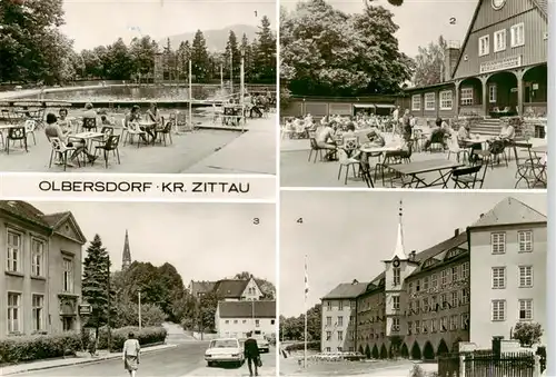 AK / Ansichtskarte  Olbersdorf_Sachsen Volksbad Selbstbedienungsgaststaette im Volksbad Teilansicht Polytechnische Oberschule