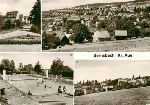 AK / Ansichtskarte  Bernsbach Siedlerstrasse uebersicht Freibad Teilansicht