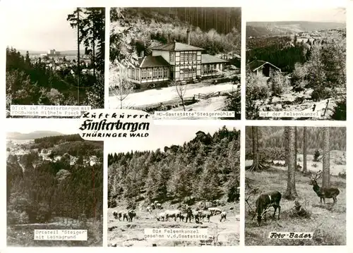 AK / Ansichtskarte 73907909 Finsterbergen_Bad Panorama HOG Steigermuehle Auf der Felsenkanzel OT Steiger mit Leinagrund Felsenkanzel Rotwild
