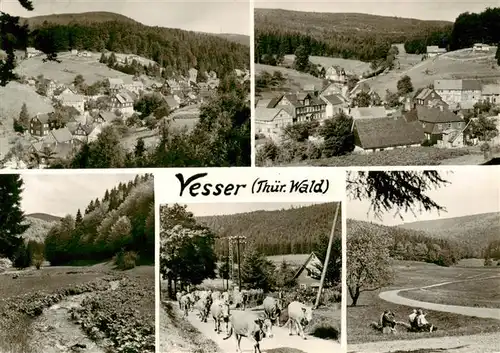 AK / Ansichtskarte 73907917 Vesser_Rennsteig_Thueringen Panorama Ortsansicht Viehauftrieb