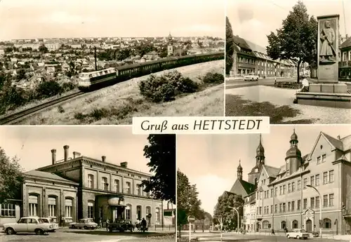 AK / Ansichtskarte  Hettstedt Markt Bahnhof Rathaus und Jakobikirche