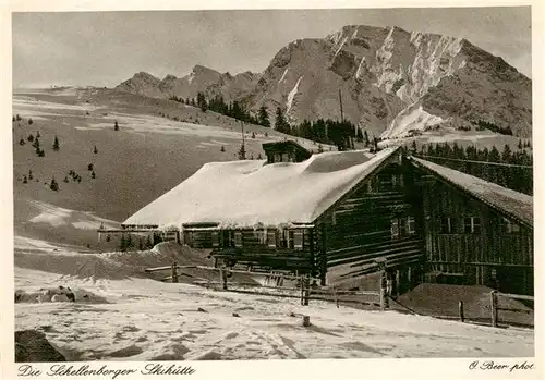 AK / Ansichtskarte  Berchtesgaden Schellenberger Skihuette auf dem Rossfeld mit dem Hohen Goell