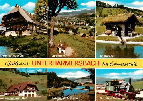 AK / Ansichtskarte  Unterharmersbach Heimatmuseum Luftkurort Kurpark Fuerstenberger Hof Erholungs Anlagen Die letzte Dampflok