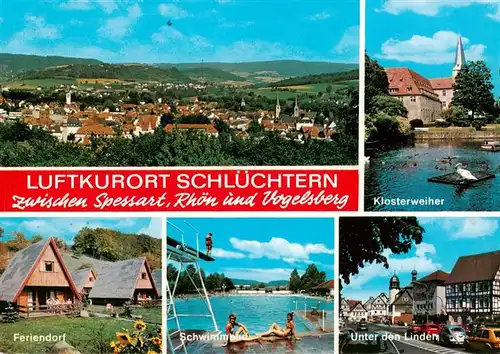 AK / Ansichtskarte  Schluechtern Klosterweiher Feriendorf Schwimmbad Unter den Linden