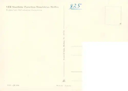 AK / Ansichtskarte  Meissen_Elbe_Sachsen VEB Staatl Porzellan Manufaktur Werkhof mit Glockenturm