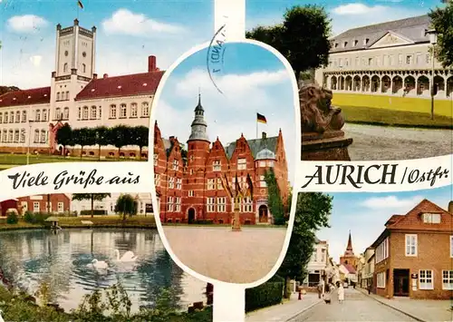 AK / Ansichtskarte  Aurich_Ostfriesland Schloss Marstall Schwanenteich Burg Strasse Ostfr Landschaft