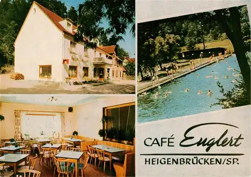 AK / Ansichtskarte  Heigenbruecken Cafe Englert Gaststube Freibad