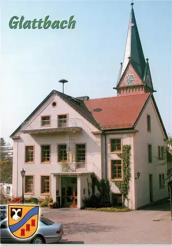 AK / Ansichtskarte 73908092 Glattbach_Odenwald Rathaus und Pfarrkirche St Mariae Himmelfahrt