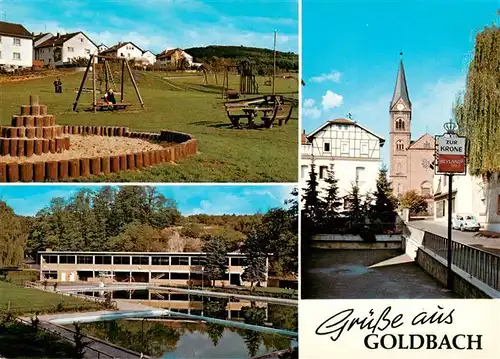 AK / Ansichtskarte 73908107 Goldbach_Aschaffenburg Spielplatz Schule Kirche