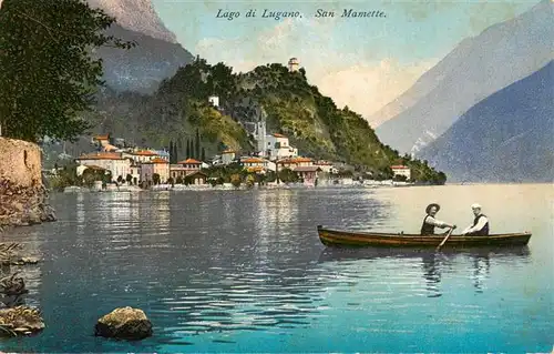 AK / Ansichtskarte 73908137 San_Mamette_Lago_di_Lugano_IT Partie am See Ruderboot