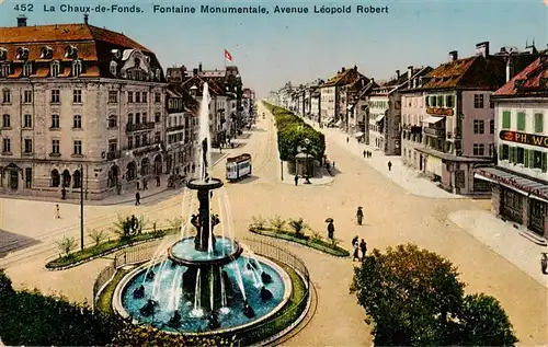 AK / Ansichtskarte  La_Chaux-de-Fonds_NE Fontaine Monumentale Avenue Léopold Robert