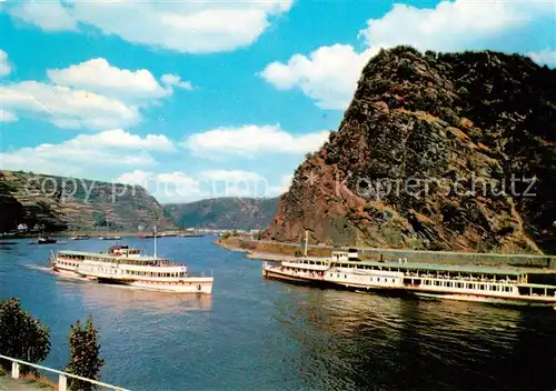 AK / Ansichtskarte  Dampfer_Seitenrad Loreley Felsen Rhein