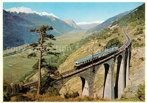 AK / Ansichtskarte  Eisenbahn_Railway_Chemin_de_Fer Blauer Pfeil Loetschbergbahn Wallis 