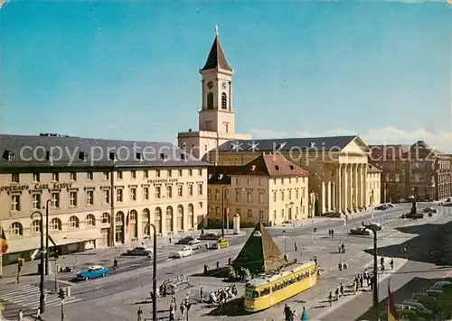 AK / Ansichtskarte  Strassenbahn_Tramway-- Karlsruhe Marktplatz Stadtkirche