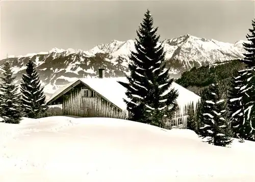 AK / Ansichtskarte  Fischen_Allgaeu Berggasthaus Wannenkopfhuette Winterlandschaft Allgaeuer Alpen