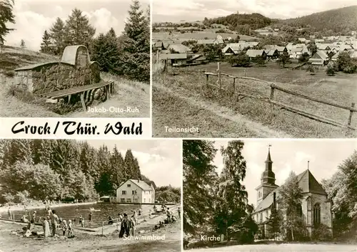 AK / Ansichtskarte  Crock_Auengrund Jakob-Otto-Ruh Teilansicht Schwimmbad Kirche