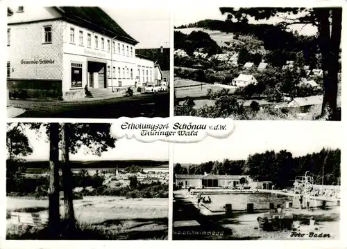AK / Ansichtskarte 73908249 Schoenau_vor_dem_Walde Gemeinde-Schaenke Waldschwimmbad Panorama
