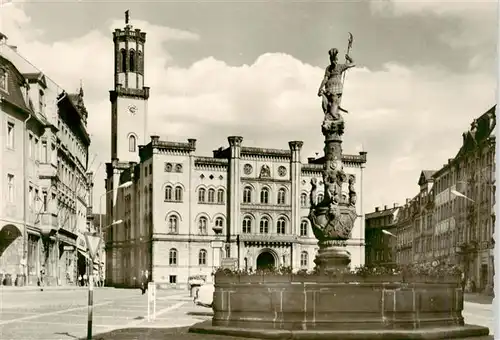 AK / Ansichtskarte  Zittau Rathaus und Rolandbrunnen Handabzug