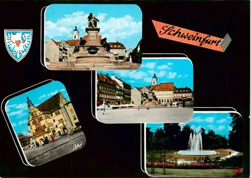 AK / Ansichtskarte 73908407 Schweinfurt Monument Rathaus Marktplatz Park Fontaene