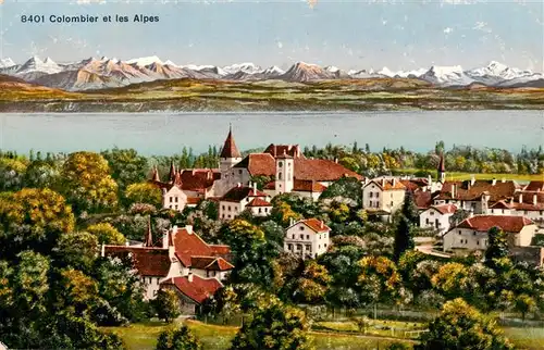 AK / Ansichtskarte  Colombier__NE Vue aerienne et les Alpes