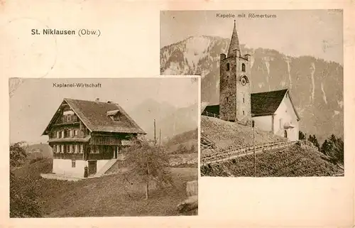 AK / Ansichtskarte  St_Niklausen_OW Kaplanei Wirtschaft Kapelle mit Roemerturm
