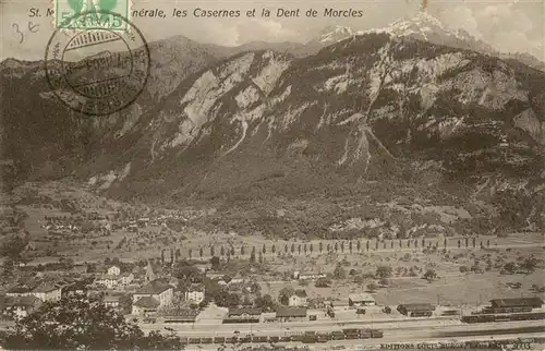 AK / Ansichtskarte  St_Maurice__Valais_VS Vue generale les Casernes et la Dent de Morcles