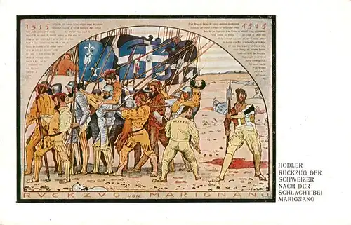 AK / Ansichtskarte  Marignano_IT Hodler Rueckzug der Schweizer nach der Schlacht bei Marignano Gemaelde