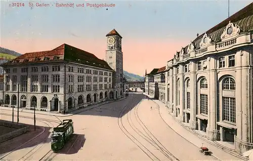 AK / Ansichtskarte  St_Gallen_SG Bahnhof und Postgebaeude