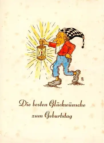 AK / Ansichtskarte  Zwerge_Dwarfs_Nains P.S. Glueckwuensche zum Geburtstag