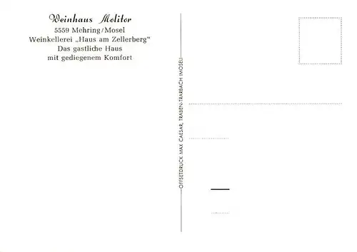 AK / Ansichtskarte 73908590 Mehring_Mosel Weinhaus Molitor Gaststube