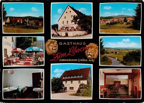 AK / Ansichtskarte  Hormersdorf_Mittelfranken Gasthaus Loewen Gastraeume Zimmer Terrasse Panorama