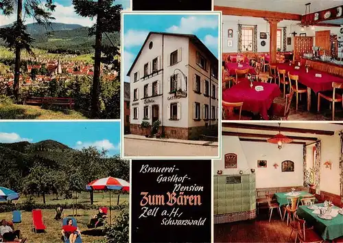 AK / Ansichtskarte  Zell_Harmersbach Brauerei Gasthof Zum Baeren Gastraeume Liegewiese Panorama