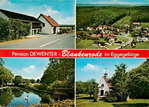 AK / Ansichtskarte 73908632 Blankenrode Pension Dewenter im Eggegebirge Schwanenteich Panorama Kapelle