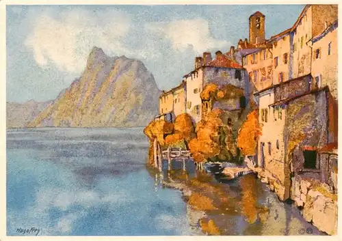 AK / Ansichtskarte  Gandria_Lago_di_Lugano mit Monte San Salvatore Kuenstlerkarte